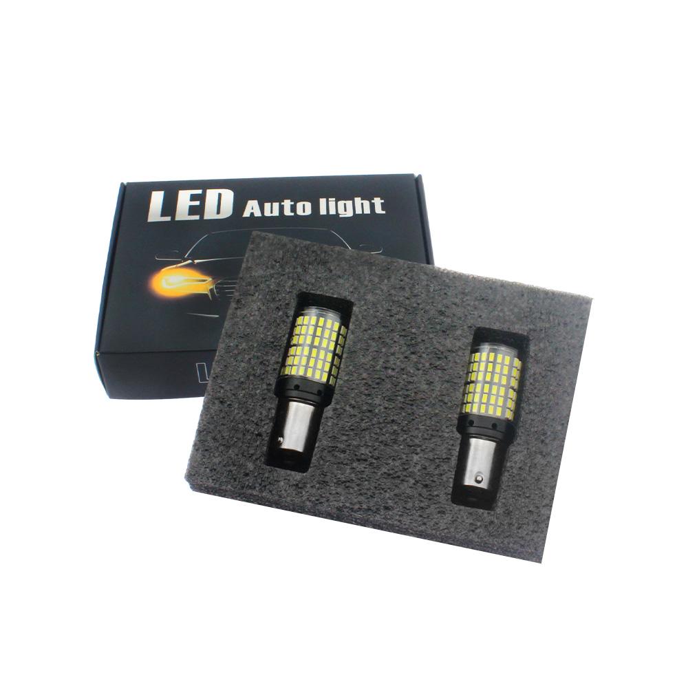 2pcs Car LED 1156 BA15S P21W BAU15S PY21W 1157 BAY15D 7443 LED Bulbs 144SMD CanBus Lamp Reverse Turn Signal Light Bulbs 7