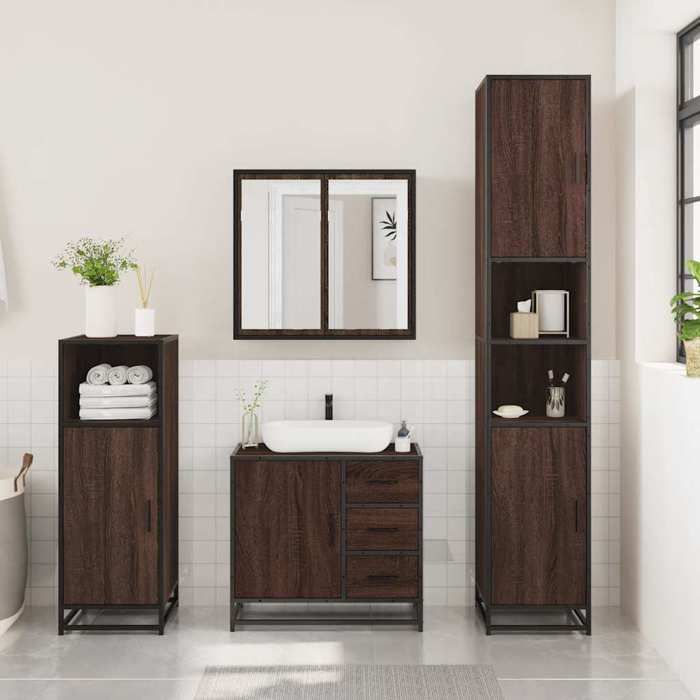 VidaXL Ensemble de meubles de salle de bain 3 pcs Chêne marron, armoire de salle de bain, placard de salle de bain, meuble 3300959