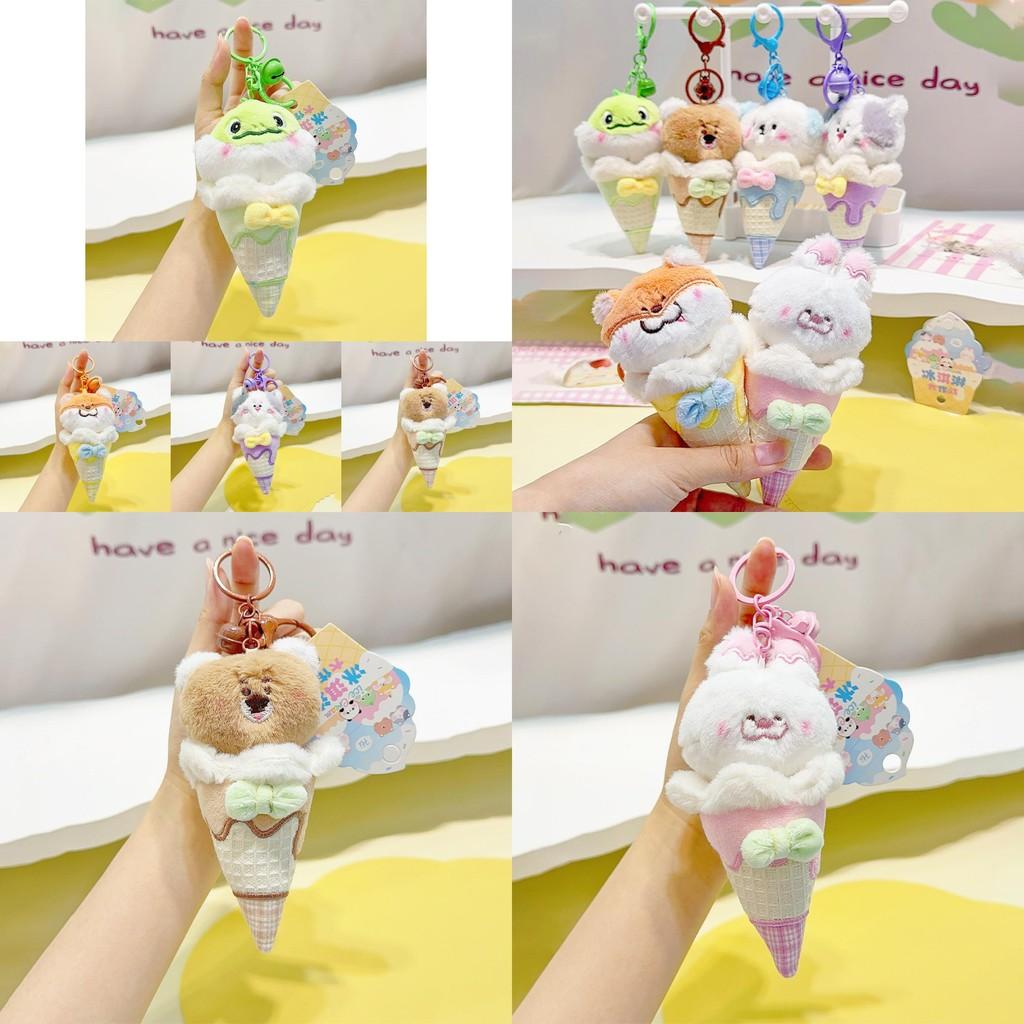 Soft Plush Animal Ice Cream Keychain Decorative Pendant Perfect For Kids And Adults