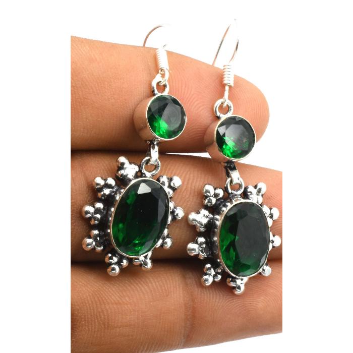 Green Quartz Gemstone Ethnic Handmade Drop Dengle Earring Jewelry ER 351