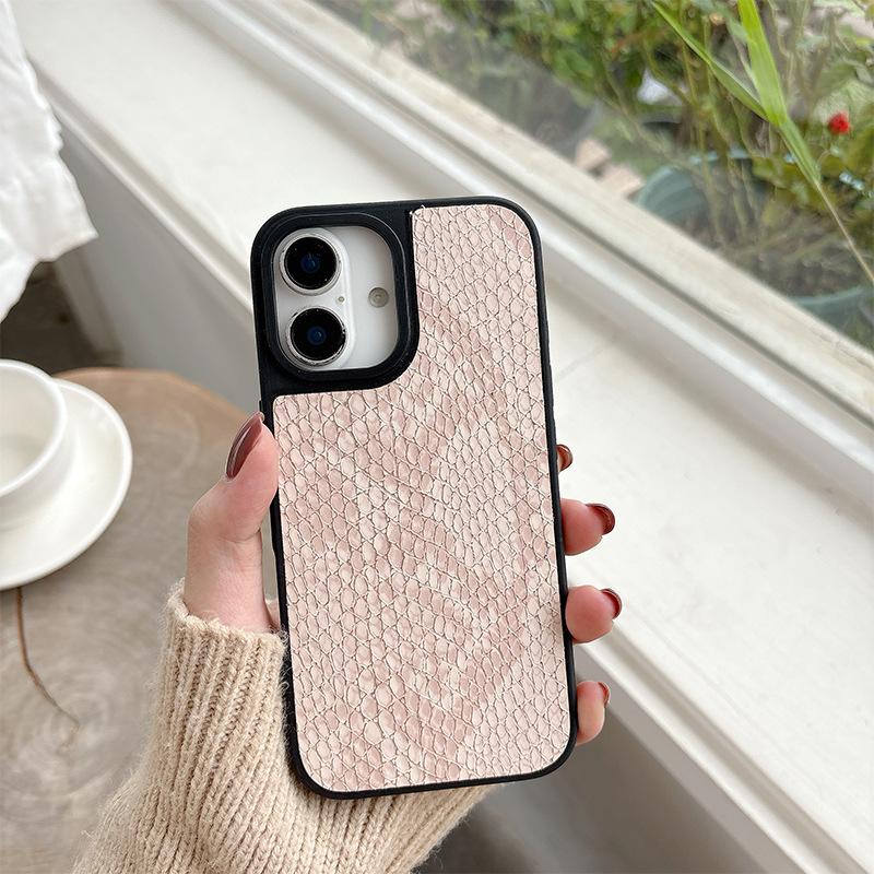 Premium Snakeskin Pattern Mobile Phone Case For Iphone17Pro Leather Protective Case Apple 16 Simple 14