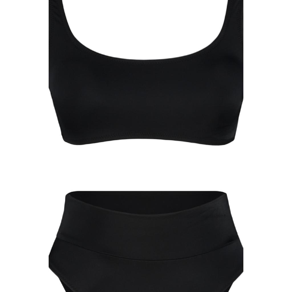 Černý set bikin s vysokým pasem s vysokými nohama/dutými nohami Tbess22bt0010
