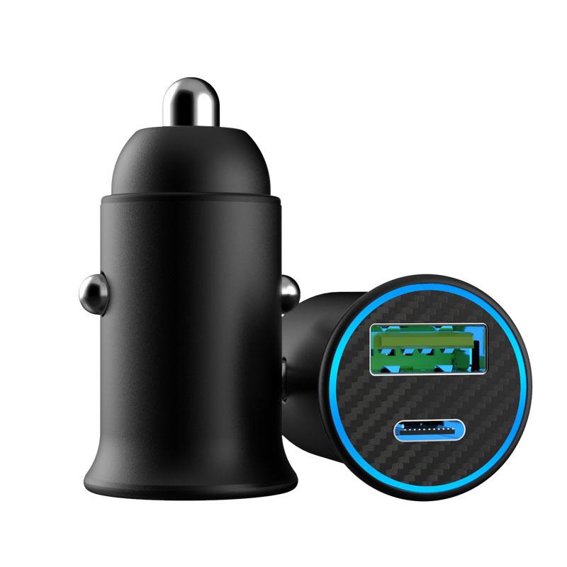 60W Mini PD USB-C Car Charger for Apple & Huawei with QC3.0 Compatibility