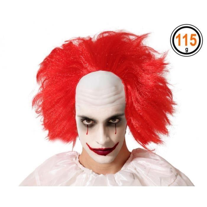 Perruque Clown Tueur Halloween - ATOSA - Accessoire de Déguisement - Rouge - Adulte/Enfant