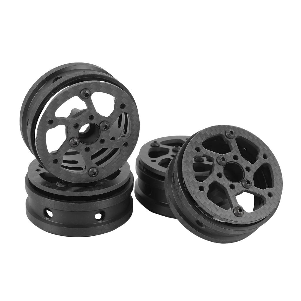 4 Pcs 1.9 Inch 1/10 RC Wheel Rims Replacement for SCX10 D90 Capra Carbon Fiber Lightweight RC Crawler Wheel Rims