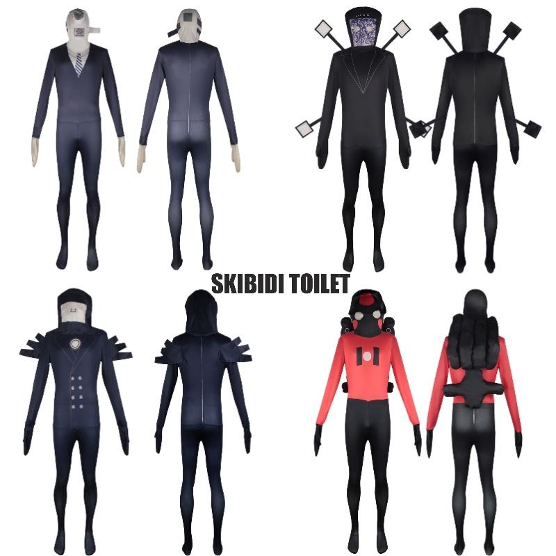 Tv Toilet Skibidi Man Cosplay Jumpsuit Tight Halloween Party Game Role Playing