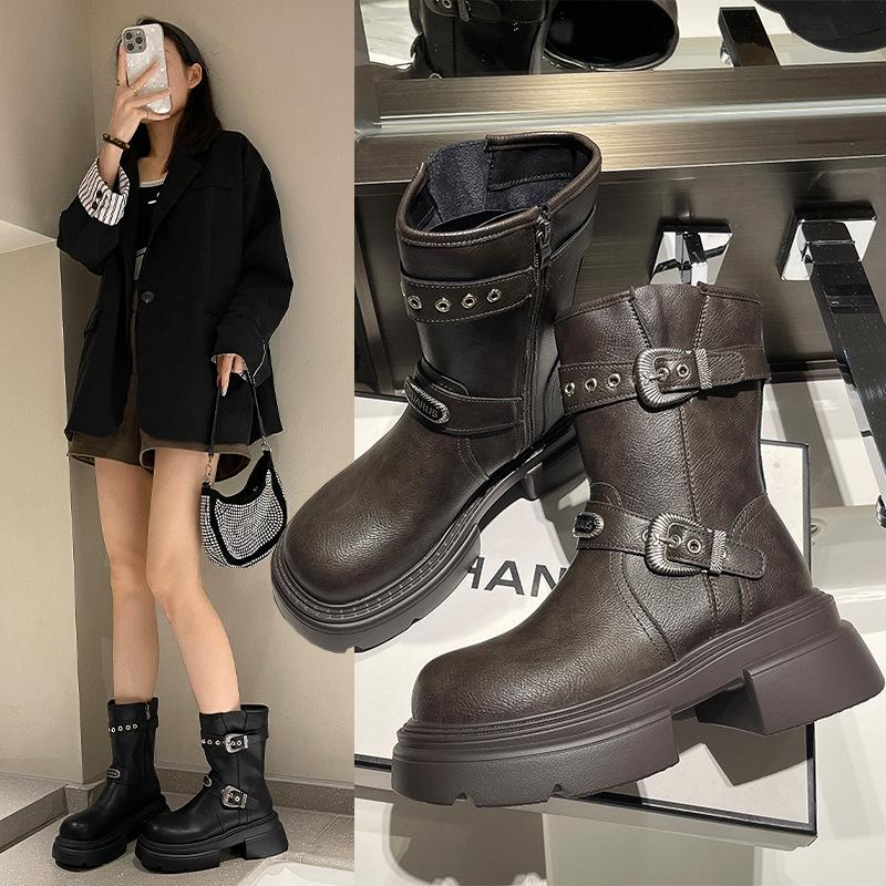 Zhao Zhaoyi Autumn Boots Merad Fashion Medium Tube Knight Western Boots Women
