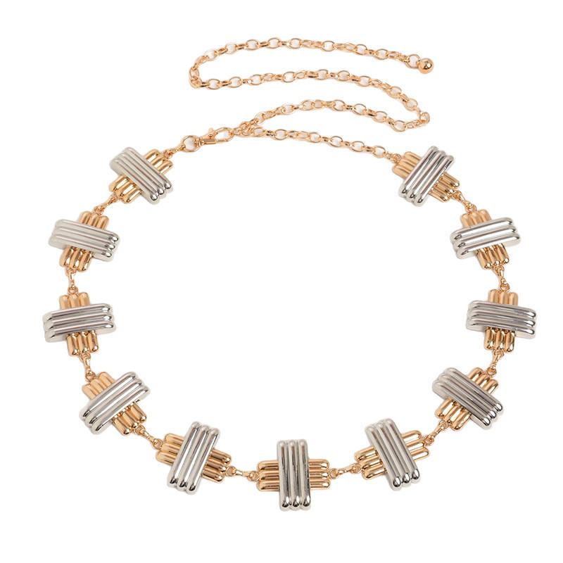 Ancient Gold Smearing Western Ins Style Metal Women's Waist Chain Retro Carving