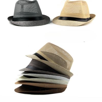 Men's and Women's Ceremonial Hats British Fashion Jazz Hats Middle-aged and Elderly Cut-out Linen Beach Sunhats