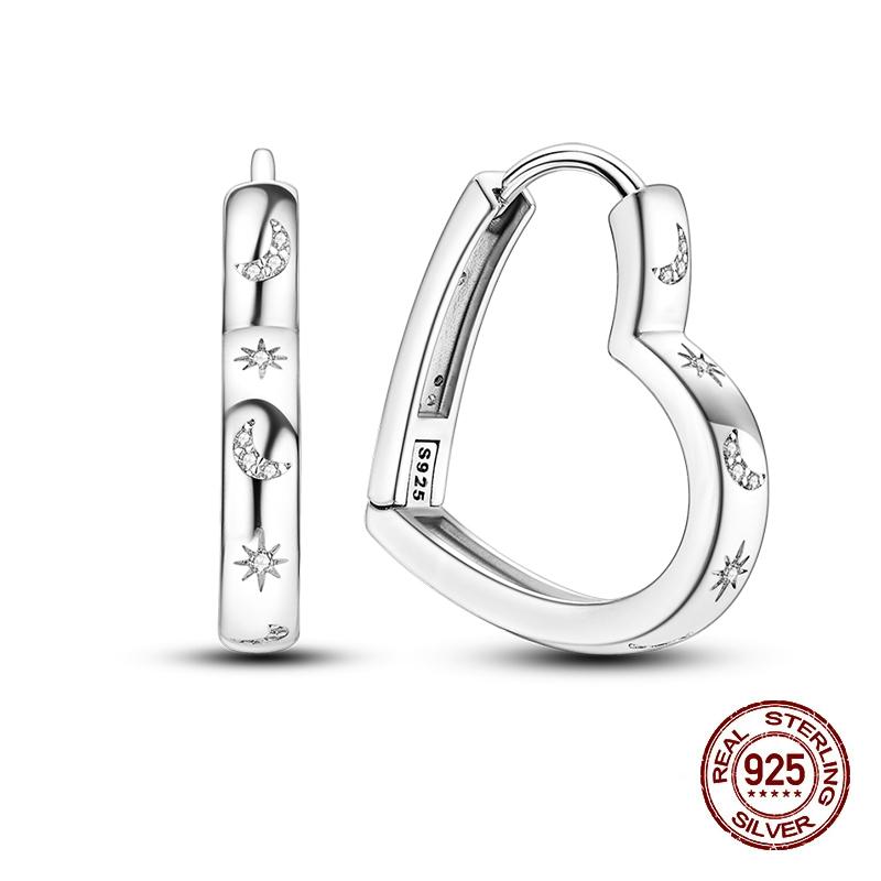 New Earrings for Women 925 Silver Color Star Geometric Entangle Zircon Earrings Fine Wedding Engagement Birthday Jewelry Gifts