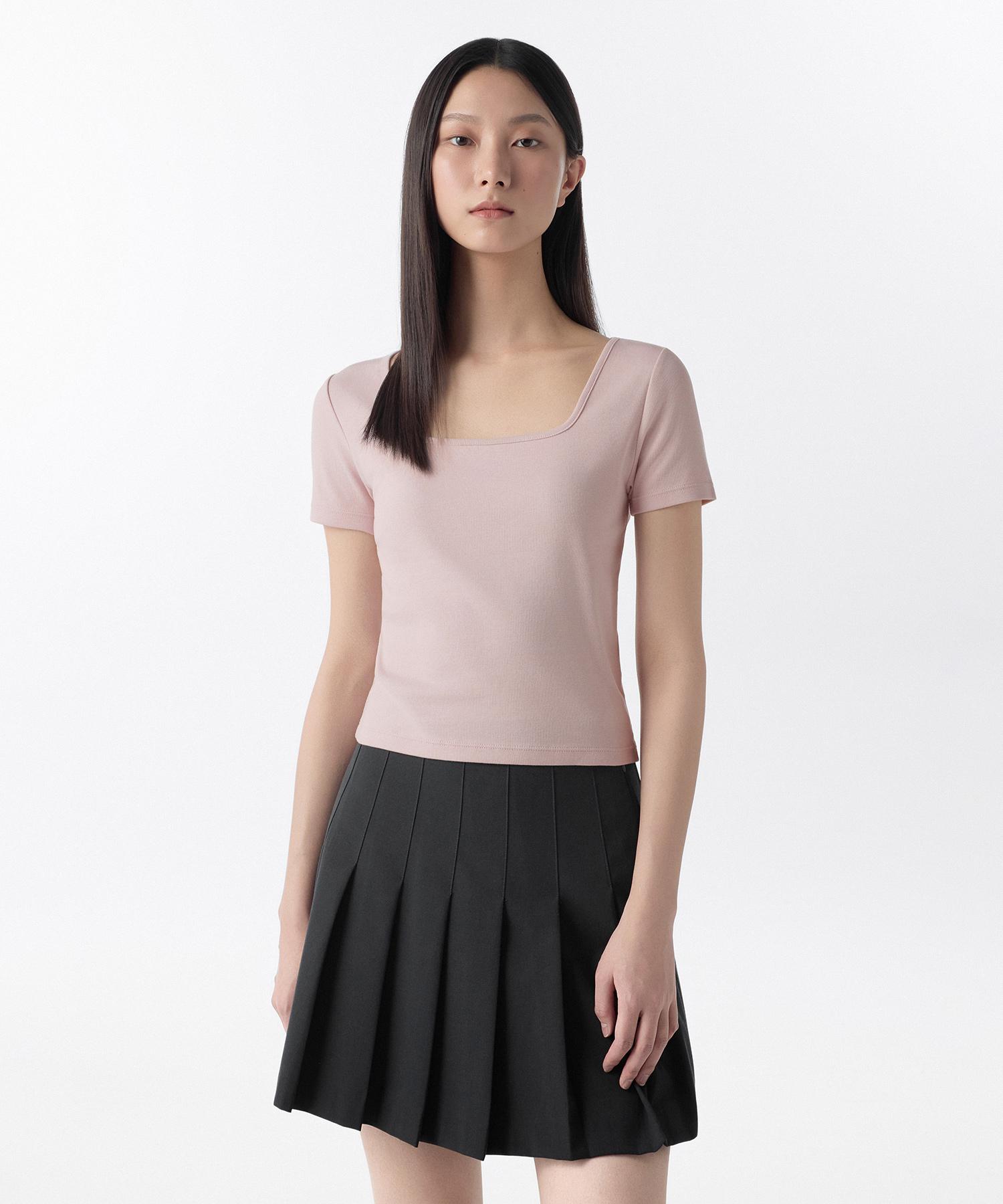 Musinsa Standard Woman Women S Slim Square Neck T-Shirt [Desert Pink] Desert Pink/Xs