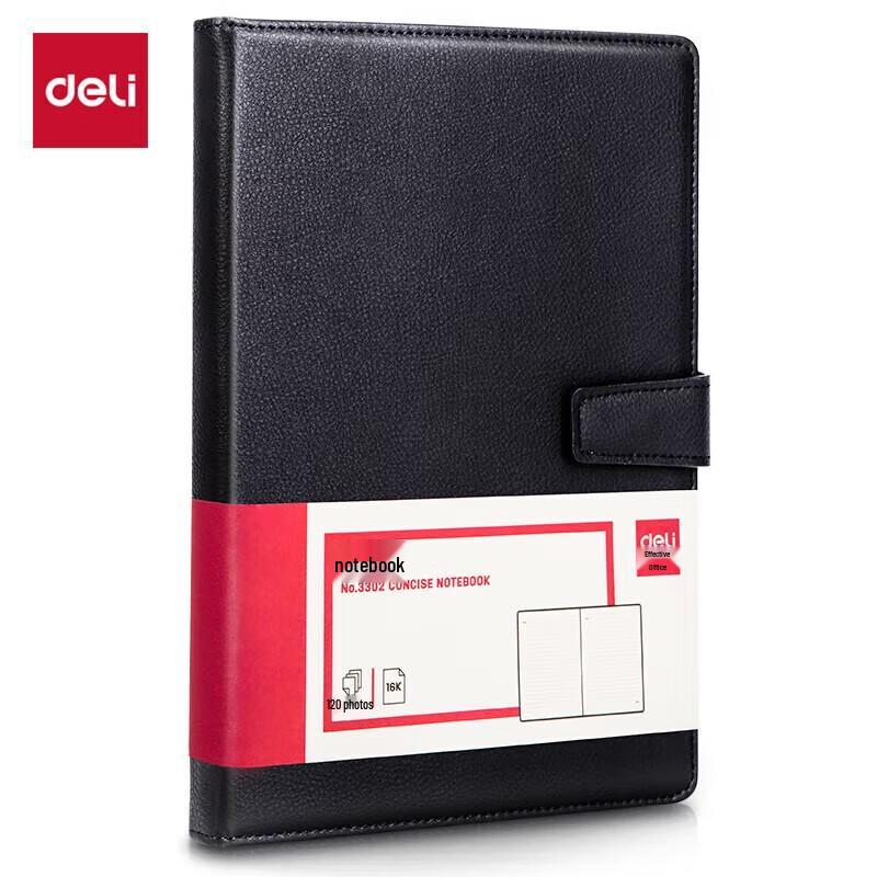 Deli 3302 Business Magnetic Buckle Leather Notebook