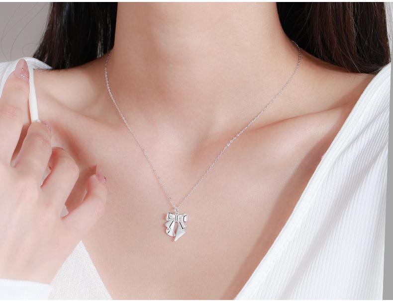 Collier Nœud en Argent Sterling – Ras de Cou Chaîne Clavicule Style Rétro pour Femme