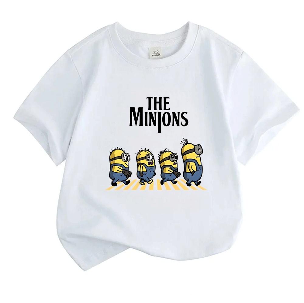 Kids Boys Girls 100% Cotton Crew Neck Short Sleeve T-Shirt, Cute Casual Funny Cartoon Walking Print Soft Breathable Lightweight Summer Daily Wear Top