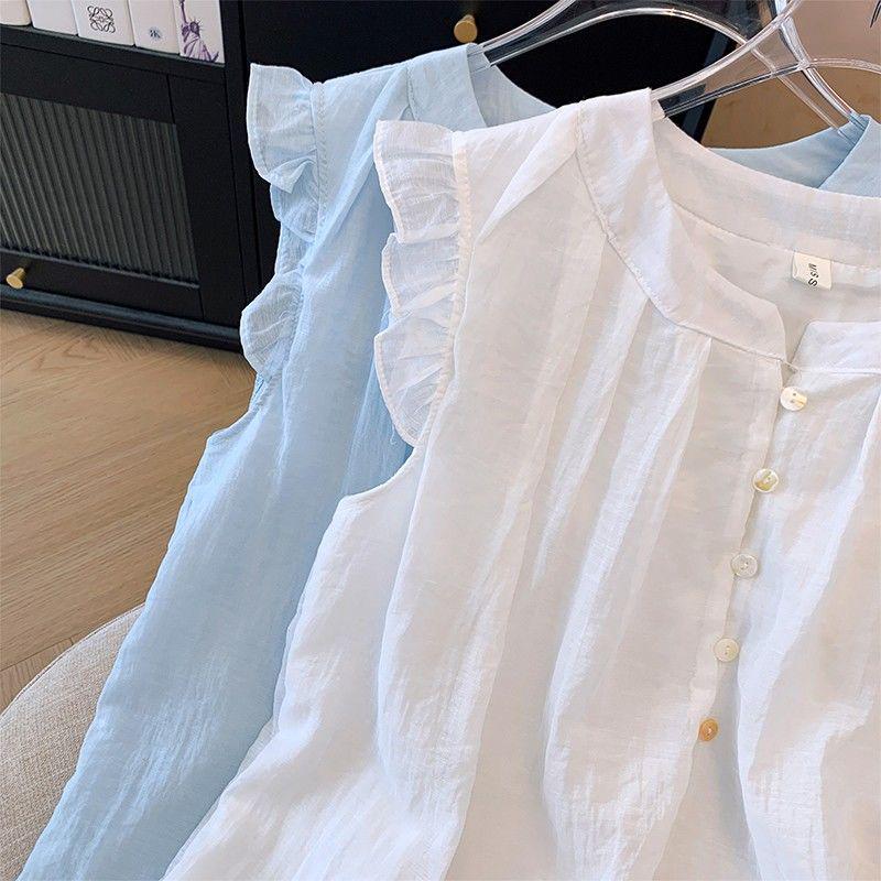 French Ruffle Flutter Sleeve Slimming Shirt for Women - 2026 Summer Sweet Doll Top