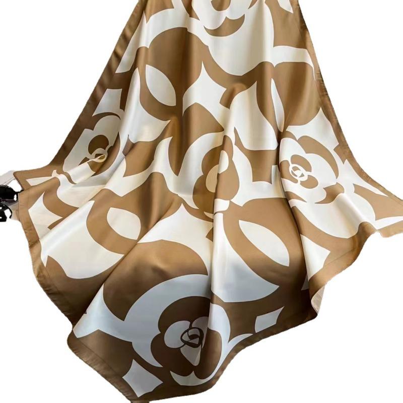 Fashion Printed Square Scarf 90cm Sunscreen Neck Scarf For Women