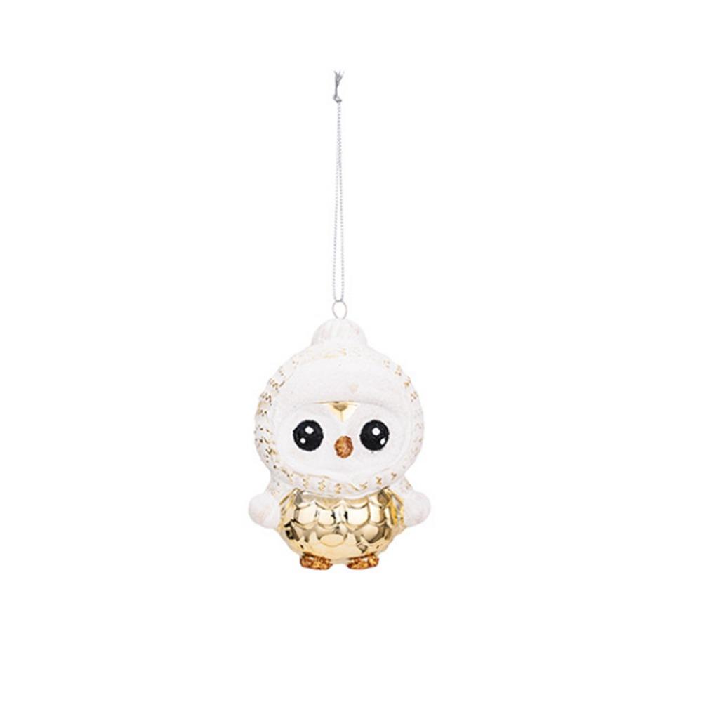 Plastic Xmas Penguin Reindeer Pendant Glitter Powder Cute Christmas Tree Hanging Pendant Electroplated