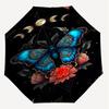 1pc Butterfly Moon phases Automatic Open/Close Umbrella with Windproof, 8-Rib Sturdy Canopy, Durable Ribs, Fashionable Design1138A