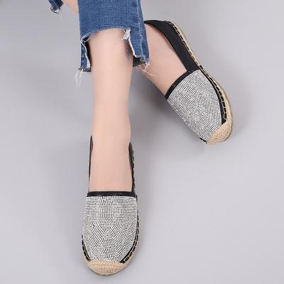 Fisherman's Shoes New Korean Versatile Round Head Shallow Mouth Water Diamond Woven Women's Shoes Flat Sole Single Shoe