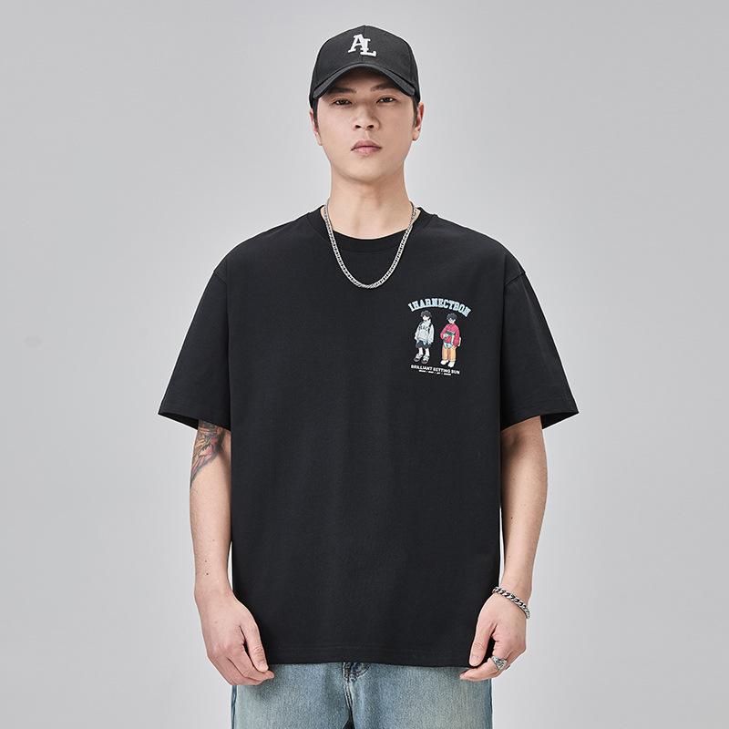 New Summer Cartoon Printed Short-sleeved T-shirt Men's Casual American Clothes Couple's Shirt