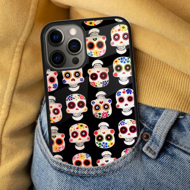 calaveras floral sugar skull Soft Phone Case for iPhone 17 Air 16e Pro max 15 Pro 13 14 Plus 11 12 MagSafe Magnetic Coque