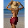 Womens Sexy Backless Lace Strappy Solid Color Three Piece Bikini Swimsuit