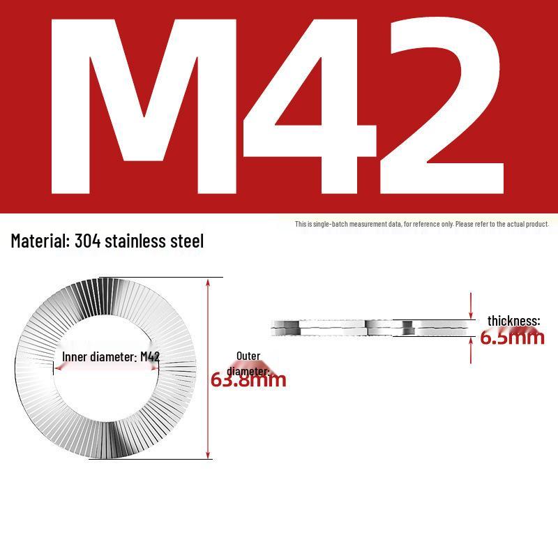 DIN25201 304 Stainless Steel Self-Locking Double Stack Washer, 65Mn Manganese Anti-Loosening, Double-Sided Tooth Layer.