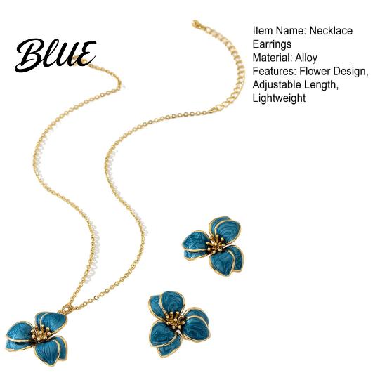 Minimalist Jewelry Set 2Pcs/Set Women Enamel Flower Charm Adjustable Beautiful