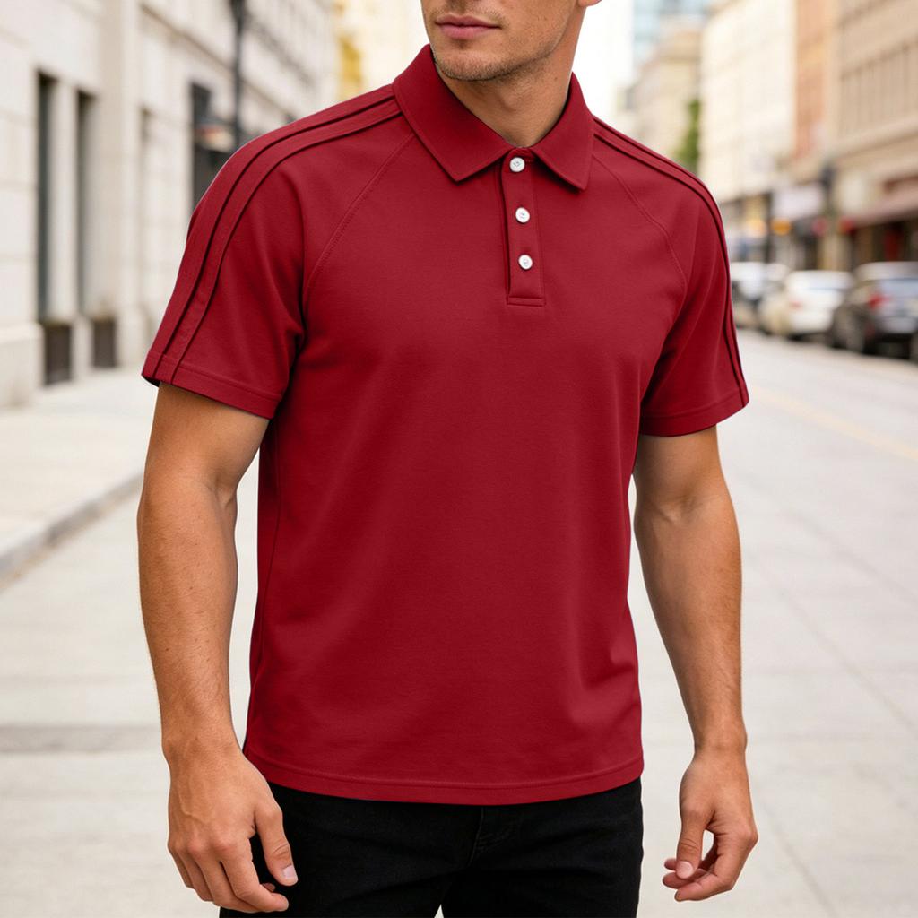 Men's Casual Lightweight Breathable Short Sleeve Polo Shirt with Classic Collar and Button Placket Suitable for Everyday Wear
