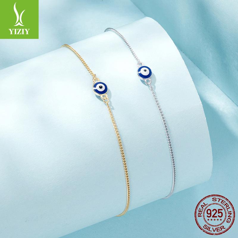 Fashion Trend Blue Devil'S Eye Anklet Cross-Border Personalized Versatile S925 Sterling Silver Anklet Jewelry