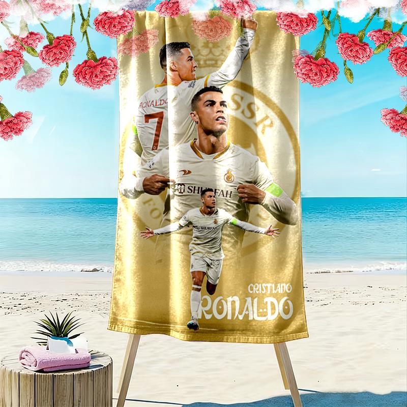 Asciugamano da Spiaggia con Stampa di Cristiano Ronaldo, Asciugamano Grande Morbido ad Asciugatura Rapida per Spiaggia Campeggio Nuoto