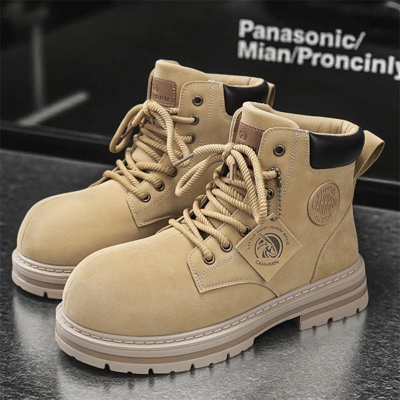 

Autumn and winter men s high-top Kapibara big-headed shoes British tooling rhubarb boots live broadcast thick-soled mountaineering Martin boots 39