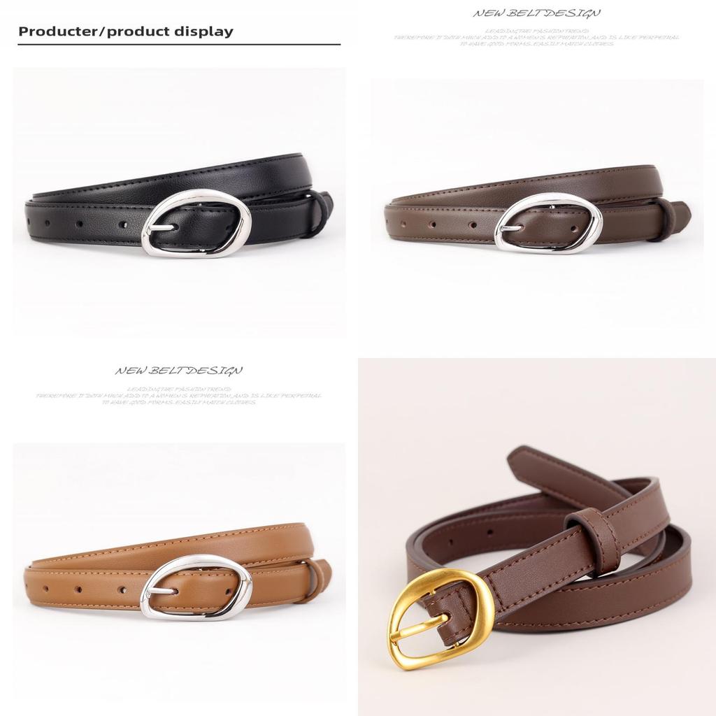 Cinturón de Cuero Genuino para Mujer con Hebilla Geométrica Para Estilo Casual con Jeans