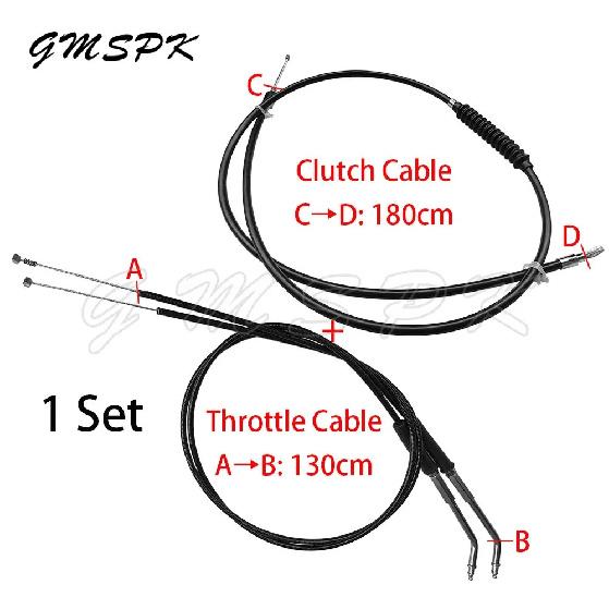 1 Set Motorcycle 180cm Clutch Line 130cm Lengthened Throttle Cable Fit for Harley Sportster 883 1200 Dyna Softail Heritage Road