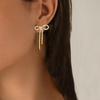 Sparkly Rhinestone Long Dangle Earrings Jewelry Accessories Bowknot Ear Stud Bow Earrings