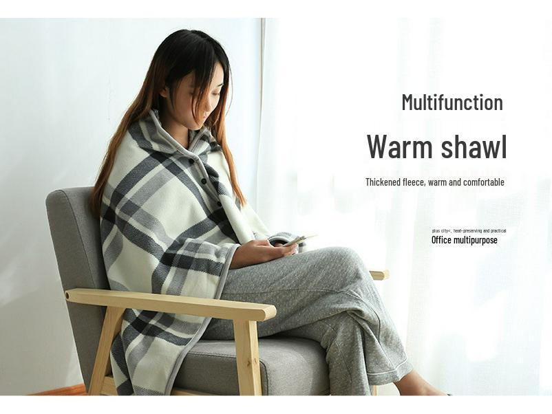 Multifunctional Moisture-Wicking Heat-Generating Flannel Nap Blanket - Fleece Shawl for Office & Kids