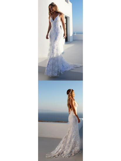 2025 Sexy V-Neck White Spaghetti Strap Evening Gown