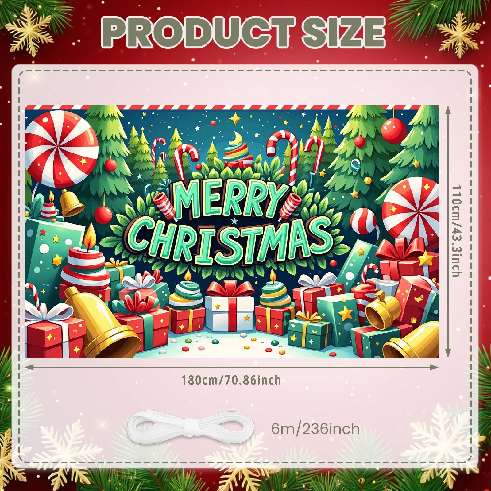 Merry Christmas Banner Fir Tree Event Banner Winter Celebration Banner Christmas Tree Festive Decoration For Event Decoration