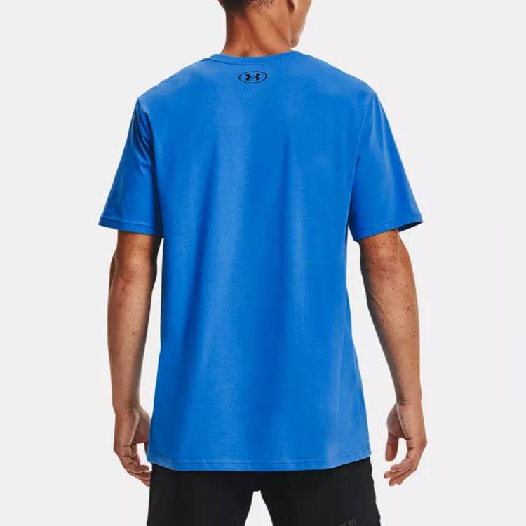 Under Armour Casual Crew Neck Sports Breathable Loose Straight Short Sleeve T-Shirt Men Tops Bright-Blue 1326849-787