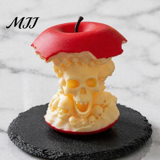 Dark Style Home Decor Skull Apple Core Ornament, Themed Desk Figurine, 3D Printed Personalized Gift for Him Realistic Statue, Gothic Collectible