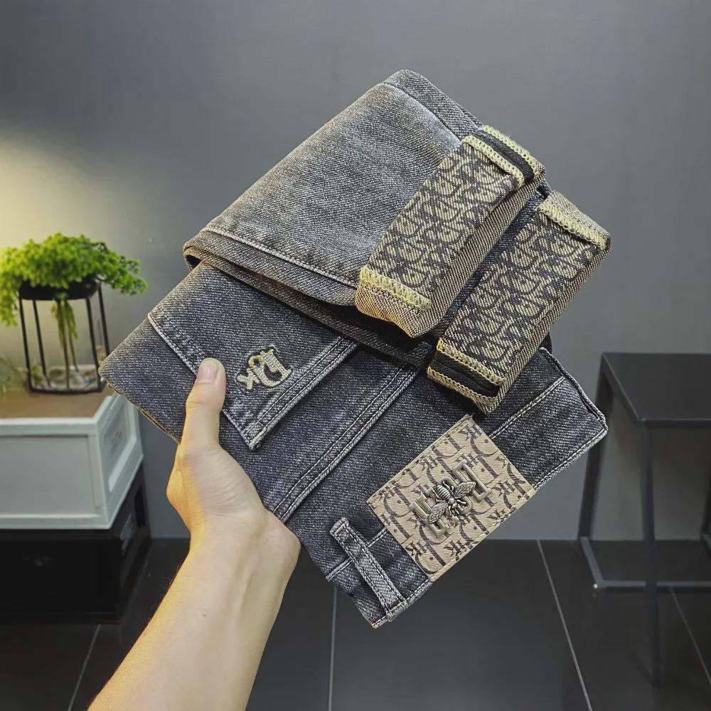 Pánské módní devítibodové džíny slim fit na jaro/podzim 2025 - High-endové ležérní kalhoty