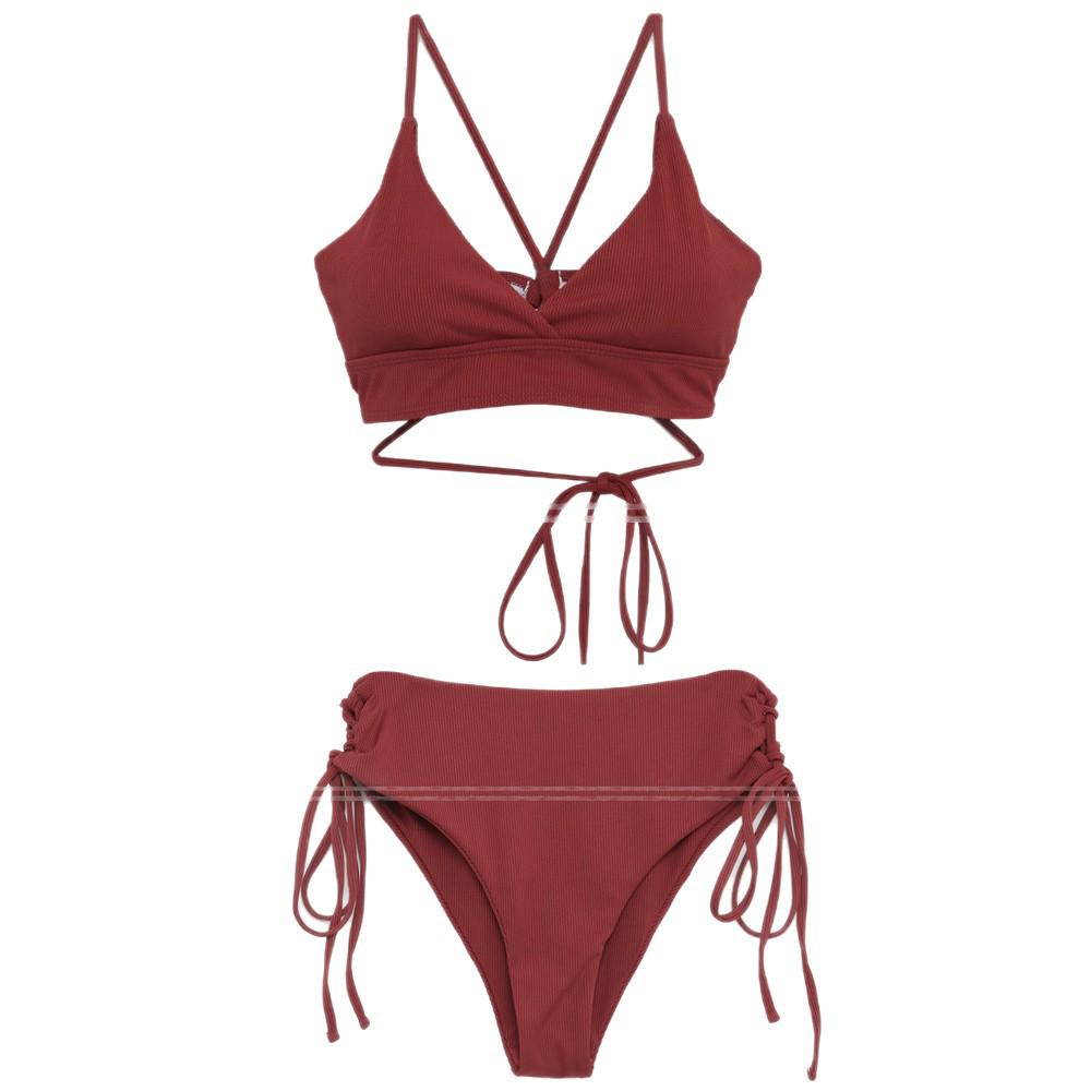 Women's Sexy Push-Up Drawstring Bikini - Tummy-Concealing Slim Fit - Ideal for Beach Vacations and Hot Springs