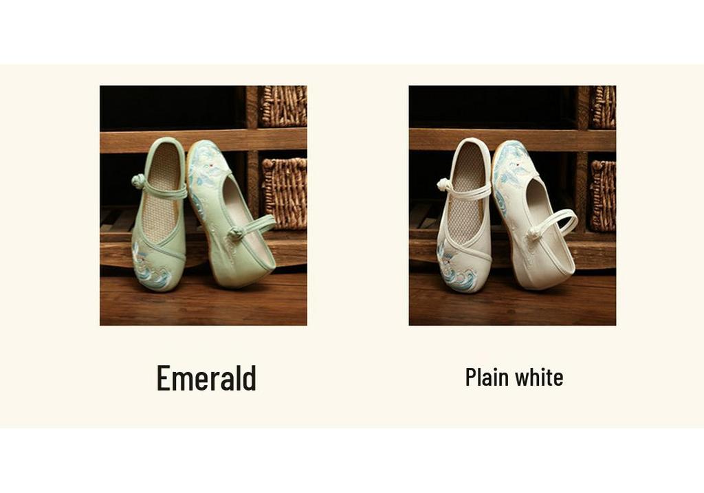 Ru Yan Retro Old Beijing Embroidered Hanfu Shoes for Women - Traditional Chinese Style Dance Flats