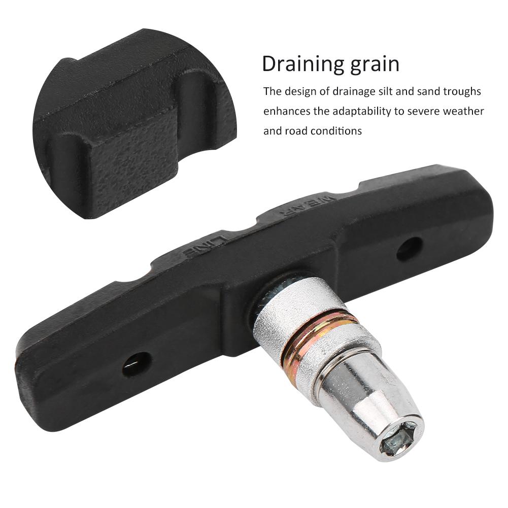 2Pair Mountain Bike V Brake Pad Road Bicycle Fixed Gear Rubber Brake Lining Silent Black