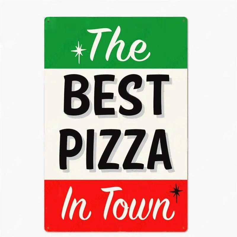 Great Food Vintage Metal Signs Pizza Zone Plaque Pub Bar Home Decoration Best Homemade Posters Italian Pizza Wall Art Plate