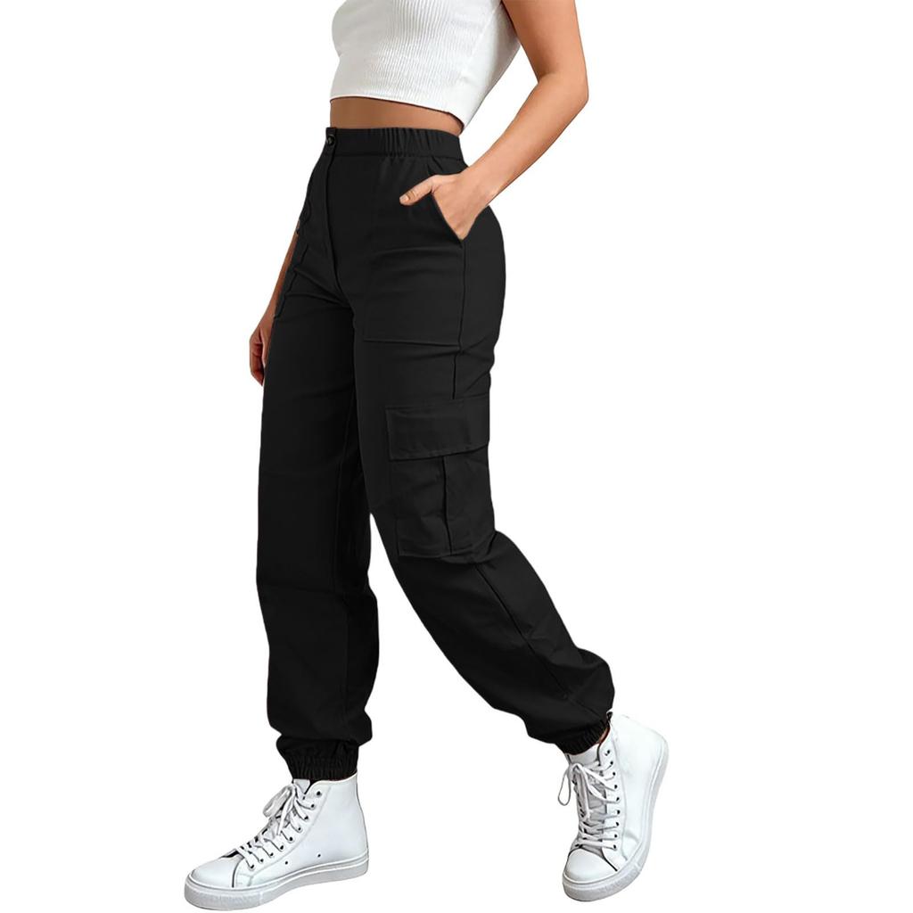 Women's Casual And Fashionable Color Loose Pants With Pocketes