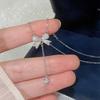 Women's Bow Tassel Necklace: Light Luxury Clavicle Chain with Sweet Design, Perfect Birthday Gift for Best Friend or Girlfriend.