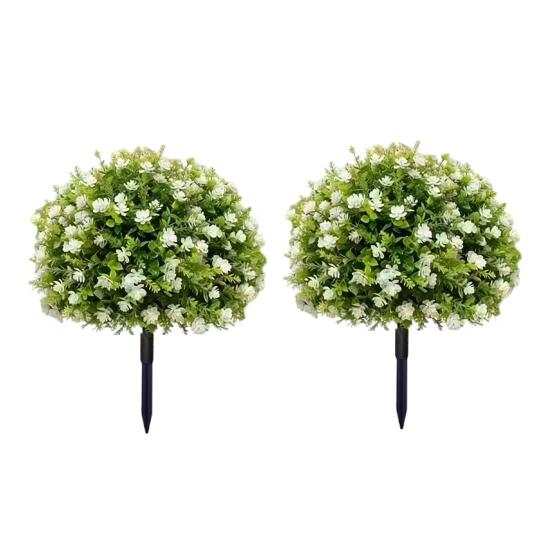 Artificial Camellia Topiary Ball Trees UV Resistant Faux Camellia Shrubs with Stake Realistic Fake Plants Bushes for Front Door Farmhouse Porch Garden