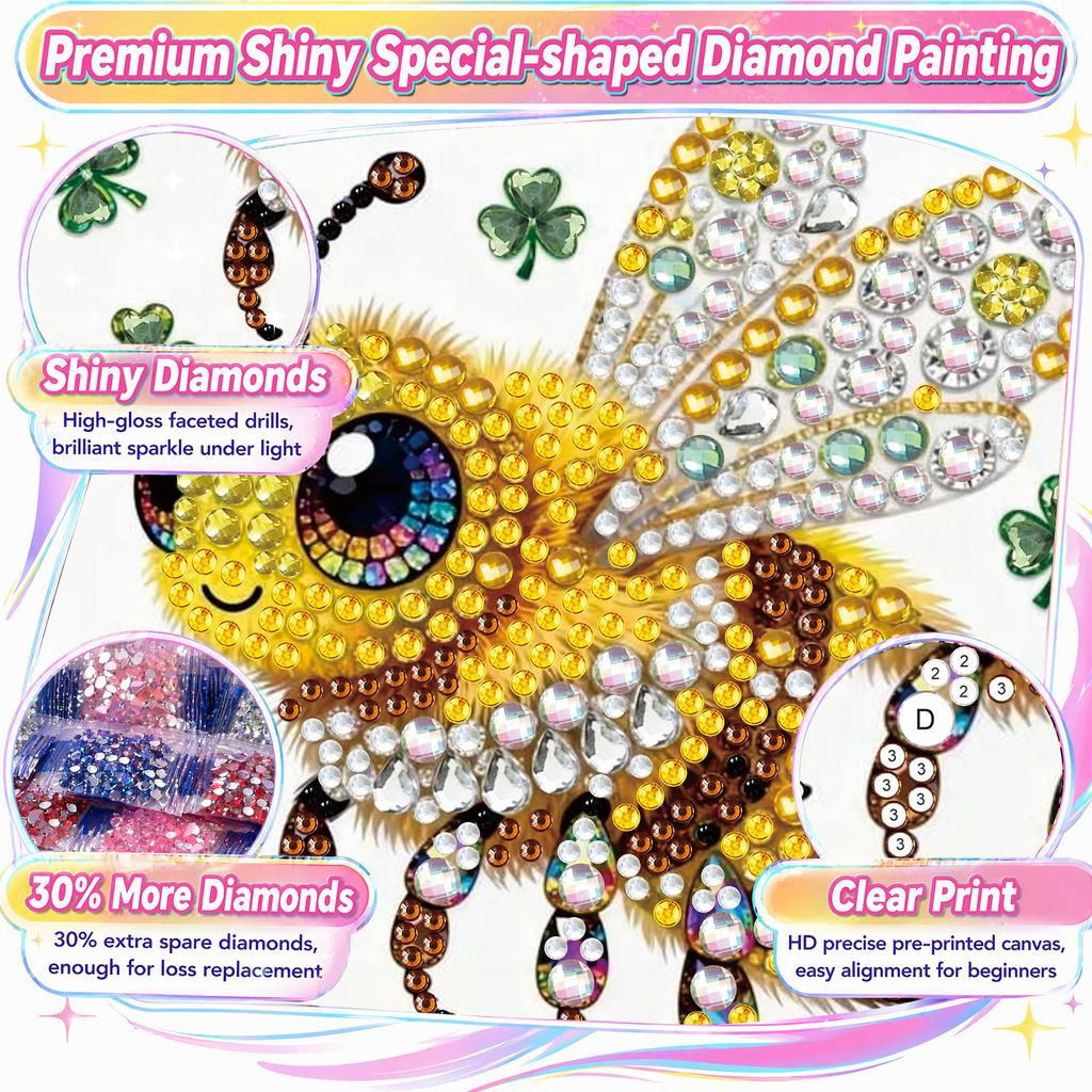 Diamond Painting Bee Butterfly Animal Kit 5D Partial Drill 30x30cm Rhinestone Canvas Wall Art