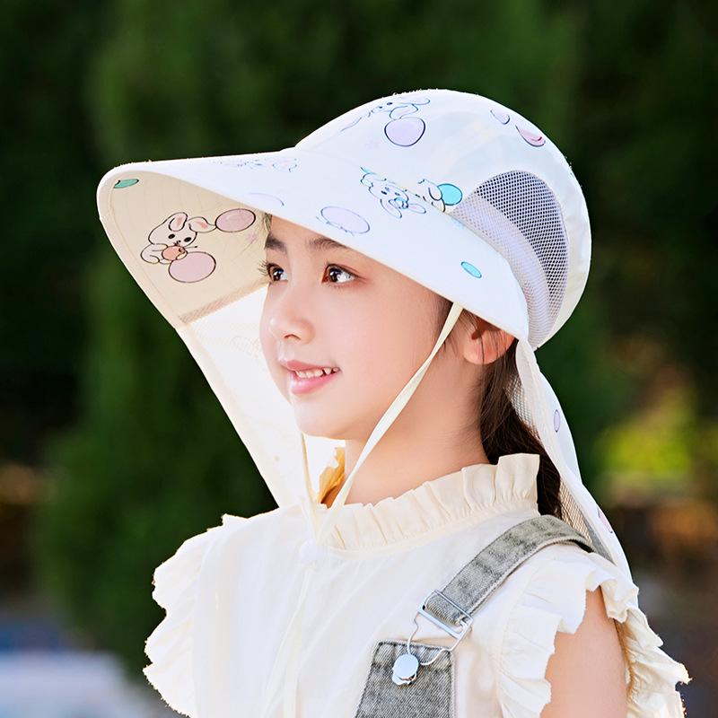 Children's Sun Hat Summer Cartoon Cute Boys and Girls Outdoor Sun Protection Sun Hat Big Brim Shawl Bucket Hat